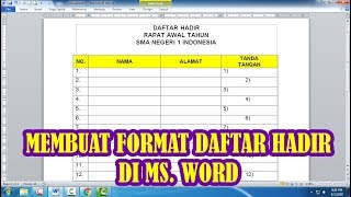 Cara Membuat Daftar Hadir dengan Ms Word [upl. by Eelarol]