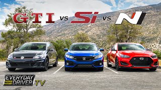 Hyundai Veloster N vs Honda Civic SI vs VW GTI  The Middles  Everyday Driver TV Season 5 [upl. by Nwahsd]