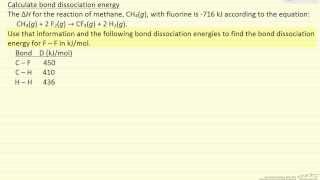 Bond Dissociation Energy Example Example [upl. by Esirrehc]