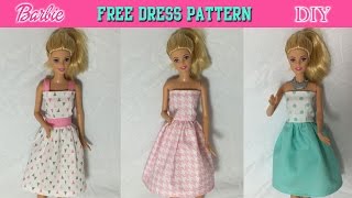 DIY Tutorial How to make Barbie Doll Dress Free Pattern [upl. by Jaynell104]