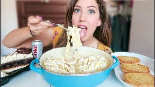 CREAMY CHEESE PASTA AND CHOCOLATE CHEESECAKE MUKBANG Eating Show  MEESH LA [upl. by Nireil]