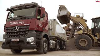 Mercedes Arocs with SCHMITZ tipper semitrailer equipped in HYVA ALPHA hydraulic [upl. by Adamsun]