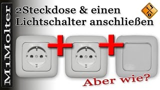 Anschließen zweier 230V Schuko  Steckdosen und eines Lichtschalters  M1Molter [upl. by Palecek]