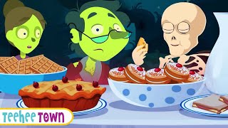 Zombie Family Dinner Party With Skeletons  Spooky Scary Rhymes By Teehee Town [upl. by Durrace]