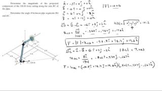 Determine the projected component and the angle between to vectors [upl. by Assirroc]