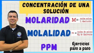 MOLARIDAD M molalidad m y partes por millón ppm [upl. by Netsirhk883]