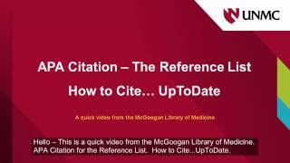 APA How to Cite UpToDate [upl. by Attelrac513]