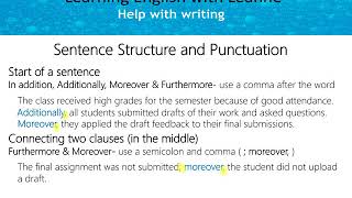 Moreover Furthermore amp In addition 3 Sentence Structure amp Punctuation [upl. by Garret221]