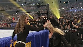 Stephanie McMahon slaps Trish Stratus WrestleMania XSeven [upl. by Dlonyer942]