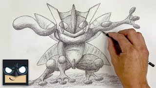 How To Draw Ash Greninja  Pokemon Sketch Tutorial [upl. by Anitnegra]