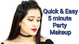 PARTY MAKEUP IN 5 MINS FOR BEGINNERS Quick amp Easy Makeup Look [upl. by Yrocej]