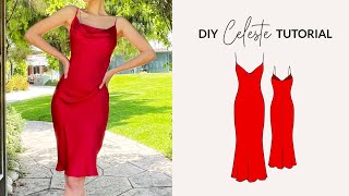 DIY Slip Dress with Cowl Neckline  Sewing Pattern [upl. by Arondell]