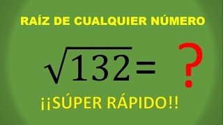 OBTÉN LA RAIZ CUADRADA DE CUALQUIER NUMERO MUY RAPIDO [upl. by Eidnac711]