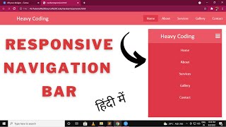 how to make responsive navigation bar using html and css in Hindi  responsive navbar in html css [upl. by Arammahs]