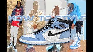 HOW TO STYLE Jordan 1 University Blue Outfit Ideas [upl. by Swec]