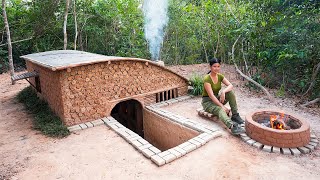 Complete DUGOUT Shelter Build  Bushcraft Camp With Brick amp Wood Stove [upl. by Eeral103]