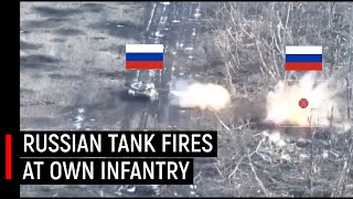 Russian Tank Tragets Own Infantry From Up Close In Ukraine [upl. by Merriott]