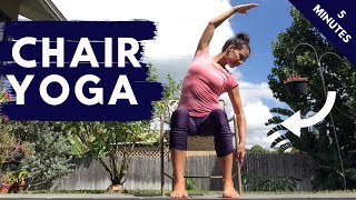 5 Minute Chair Yoga Stretch for Beginners  Quick amp Easy Follow Along Routine [upl. by Beauvais]