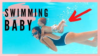 Taught our Baby to Swim Underwater at 4 Months Old [upl. by Noakes191]