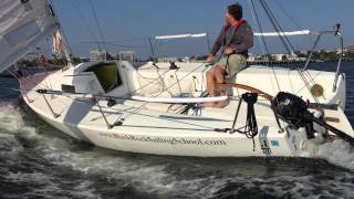 J80 Solo Sailing amp Gybing  Boston Harbor [upl. by Arreyt]