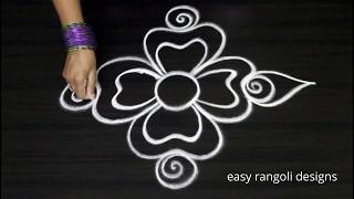 Beginners freehand rangoli kolam designs  simple muggulu without dots [upl. by Haelam]