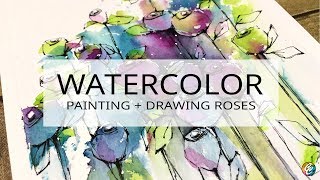 watercolor painting and drawing roses [upl. by Audrey]