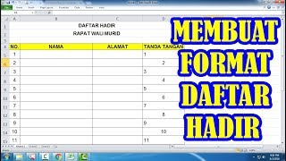 Membuat Format Daftar Hadir di Excel [upl. by Roland]