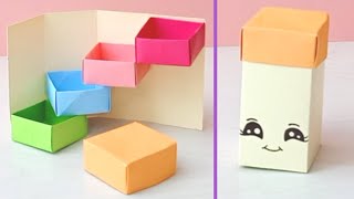 DIY Seçret Stepper Box  Origami Paper Crafts Gifts Idea [upl. by Gottfried]