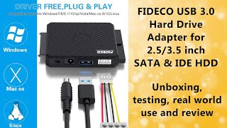 Fideco IDE amp SATA to USB adapter for HDD amp SSD [upl. by Analos]