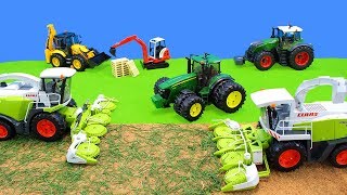 Tractor amp Harvester Kids Toys  Bruder Farm Vehicles Excavator amp Trucks Unboxing  Playset at Work [upl. by La Verne]