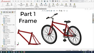 Solidworks Tutorial  How to Make a Bicycle Design Part 1  Frame [upl. by Herrle]