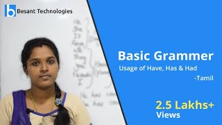 Basic grammar usage of Have Has amp Had in Tamil  Besant technologies [upl. by Aihceyt]