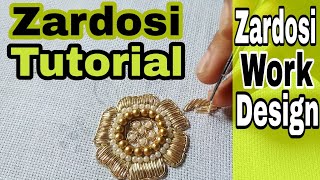 Zardosi Work for beginners  Hand Embroidery  zardozi  aari work [upl. by Stieglitz]