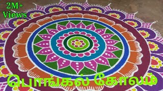 pongal kolam big rangoli designs with colours Pongal rangoli designs பொங்கல் கோலங்கள் ரங்கோலி [upl. by Wadleigh905]