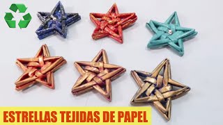 Cómo hacer ESTRELLAS de PAPEL tejidas Manualidades de Navidad [upl. by Madelin]