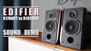 Edifier R1850DB vs Edifier R1700BT  Sound Demo w Bass Test [upl. by Ayerf]