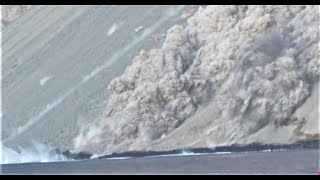 Pyroclastic flow into ocean Batutara Volcano Indonesia [upl. by Ojyllek]