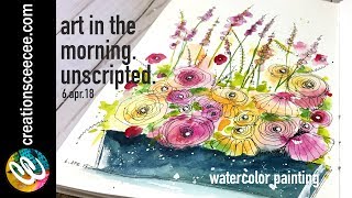 how to watercolor and doodle an easy floral arrangement [upl. by Bowrah]