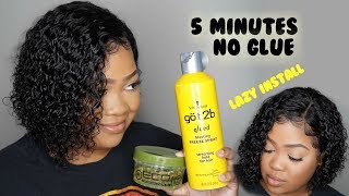 Lazy 5 Minute Lace Wig Install  No Glue Needed [upl. by Sluiter]