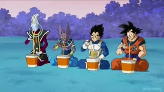 goku vegeta beerus and whis eating ramen english dub [upl. by Verena]