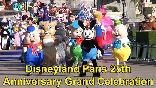 Disneyland Paris 25th Anniversary FULL Grand Celebration April 12th 2017 with RARE Characters [upl. by Airogerg]