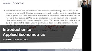 Introduction to Applied Econometrics [upl. by Lehcar]