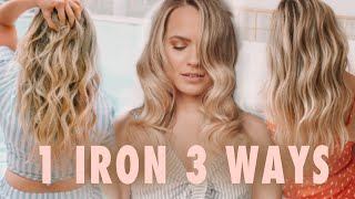 1 Curling Iron 3 Totally Different Curls amp Waves  Kayley Melissa [upl. by Setarcos]