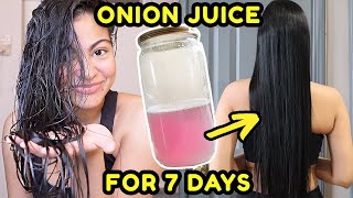 I tried ONION JUICE on my hair FOR 7 DAYS amp THIS HAPPENED before amp after results [upl. by Masry]