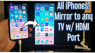 All iPhones How to Screen Mirror AirPlay to Any TV w HDMI Cable amp Digital AV Adapter [upl. by Hniht]