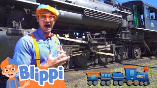 Blippi Explores A Steam Train  Learning Trains For Kids [upl. by Ineslta]