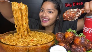 SPICY CURRY NOODLES WITH BARBECUE BBQ CHICKEN DRUMSTICKS🍗  BIG BITES MUKBANG FOOD EATING VIDEOS [upl. by Ainwat]