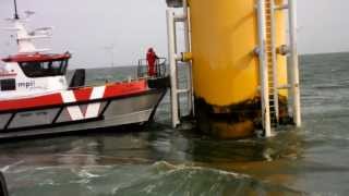 MPI Dulcinea transfers technicians off D4 at Sheringham Shoal Offshore Wind Farm [upl. by Nosrettap]