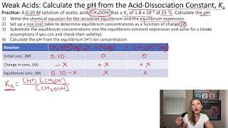 How to calculate the pH from the AcidDissociation Constant Ka [upl. by Ahsilat]