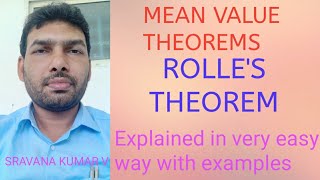 ROLLES THEOREM IN TELUGU statement and Problems [upl. by Ysle387]